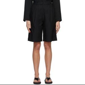 Esse Studios Ssense Formal Pleated Tailored Black Wide Leg Tuxedo Shorts Size 6